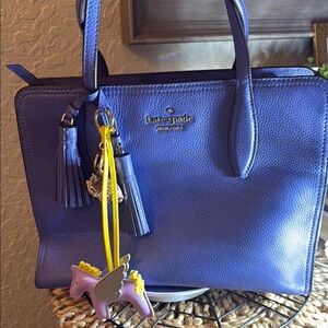 Kate Spade Blue Leather Tote Bag RETALS $489 NWOT 12”1/2 L X 9”D DUSTY 2️⃣